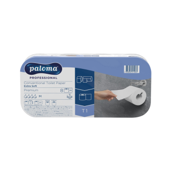 Paloma Toilettenpapier EXTRA SOFT, Professional PREMIUM, 3-lagig, weiß mit Prägung, 8 x 150 Blatt